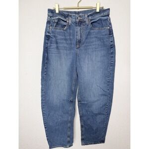Old Navy High Rise Barrel Leg Jeans Women 8R (28x29) Baby Blue Wash Baggy